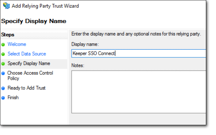 Enter a Display Name: Keeper SSO Connect Cloud